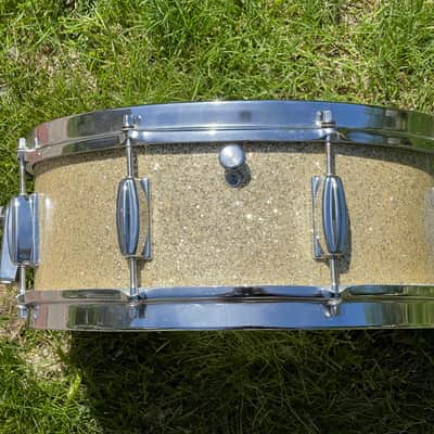 1960's MIJ 14" Gold/Silver Sparkle 5.5x14 Snare Drum Del Rey St. George image 7