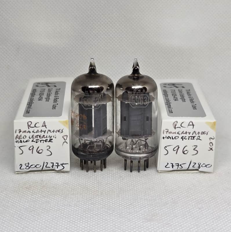 RCA 5963 Halo Getter Gray Plate Well Matched Pair (0.8%) NOS 12AU7 12AU7A 5963 image 1