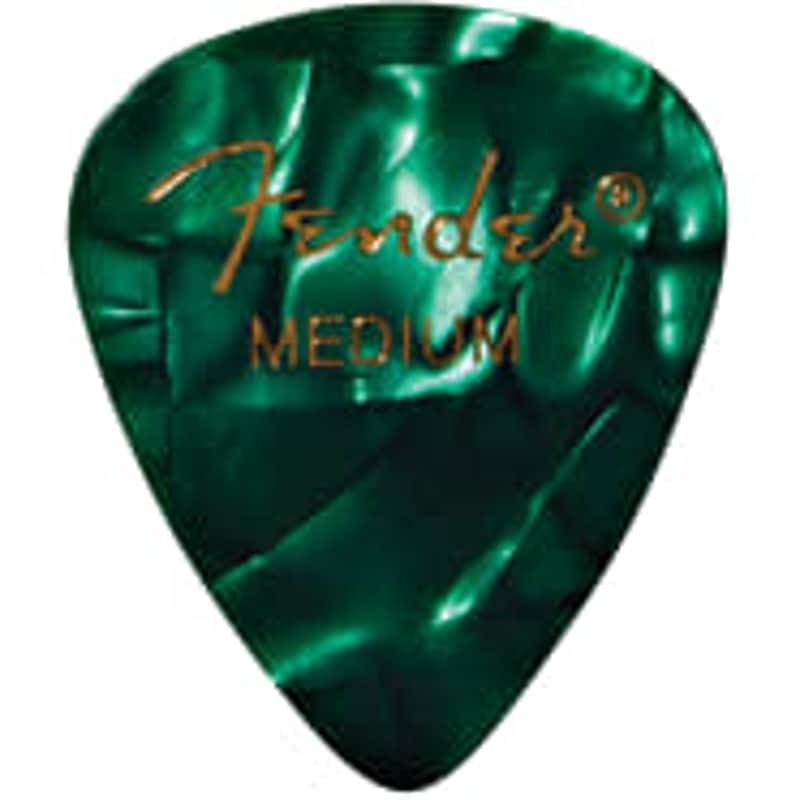 Fender Premium Celluloid 351 Shape Picks, Medium, Green Moto, 12-Pack image 1