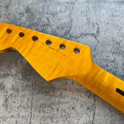 BMC Guitar Neck Strat® Stratocaster® 21 Fret Amber Flame Maple With Rosewood Fingerboard Rounded Fret Ends 9.5 Radius  SFMRA21 #2 image 8