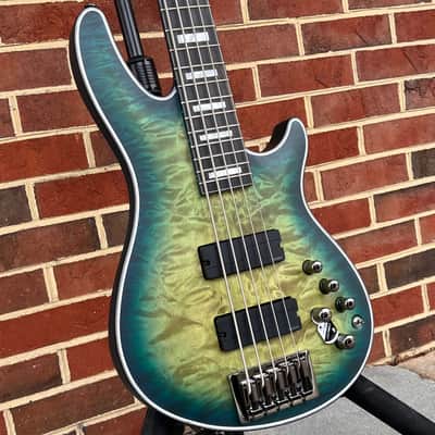Schecter Daniel Firth Hellraiser Extreme-5, Cthulu Burst, Neck-Thru, Fishman Fluence Pickups, EMG Preamp image 3