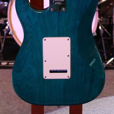 Used Fender American Deluxe Stratocaster Electric Guitar, Ash Body, Teal Transparent w/ Case image 5