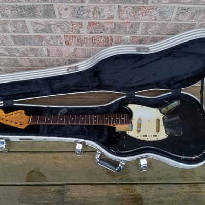Vintage 1966 Fender Mustang Electric Guitar Body/Neck Husk Project w/ Stone Hardshell Case! image 2