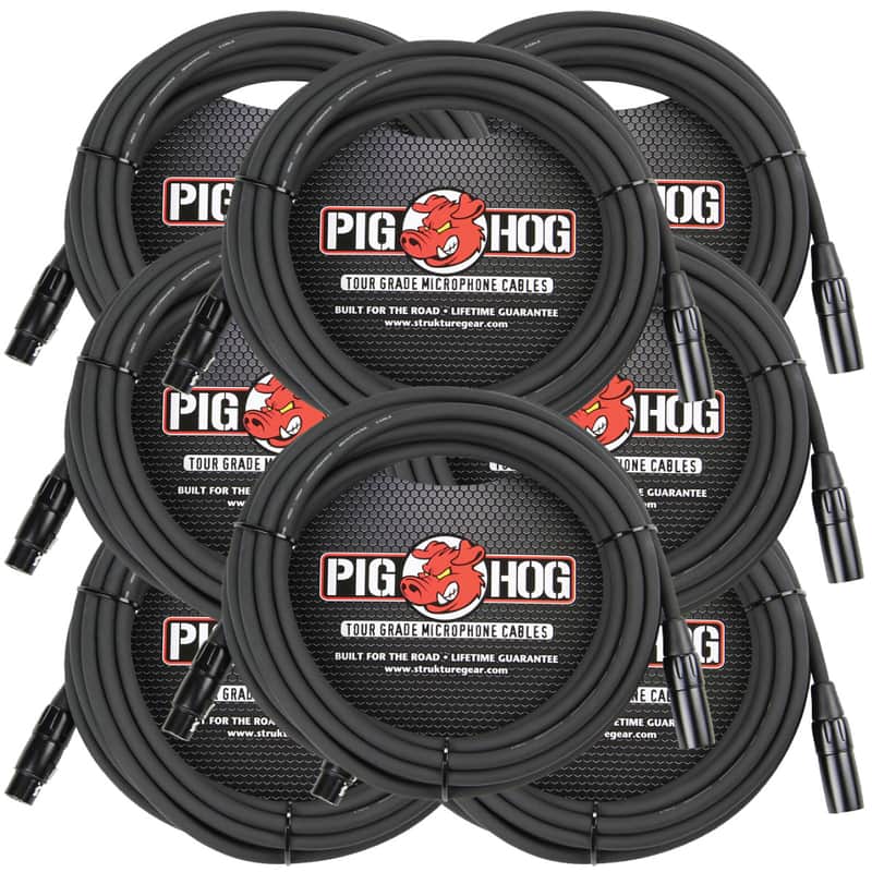 8 Pack Pig Hog PHM30 XLR High Performance 8mm Microphone 30 Foot Ft Mic Cable Lifetime Warranty! image 1