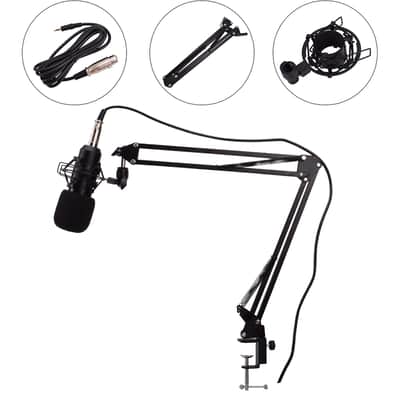 Live Audio BM-800 All Black Series Set Equipment Condenser Microphone Set with Accessories as Shown image 6