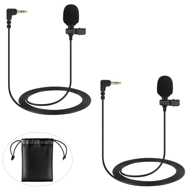 2-Pack Lavalier Microphone Compatible With Dji Mic 2, Rode Wireless Go Ii, 3.5Mm Trs Clip-On Lapel Mic For Transmitters, Clear Voice & Mini Size, Ideal For Streaming, Vlog, Interview And More image 1