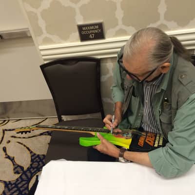 Custom Schecter 2002 NAMM Convention Horror Masterworks Display Catalog Guitar SIGNED Dawn Of The Dead George Romero Horror Halloween image 7