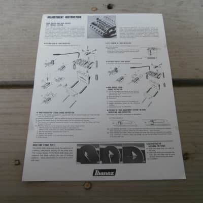 Vintage 1983 Ibanez Bridge Adjustment Instruction Sheet! Original Case Candy, Paperwork! image 2