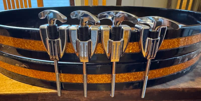 Pair Hoops and 4 Sets Ludwig P2306AP Die Cast Bass Drum Claw Hooks and Tension Rods 2010s - Chrome image 1