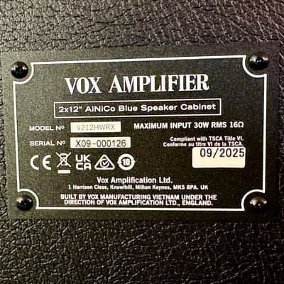 Vox CABINET HAND WIRED 2×12″ V212HWRX BLUE ALNICO 2026 - Black image 9