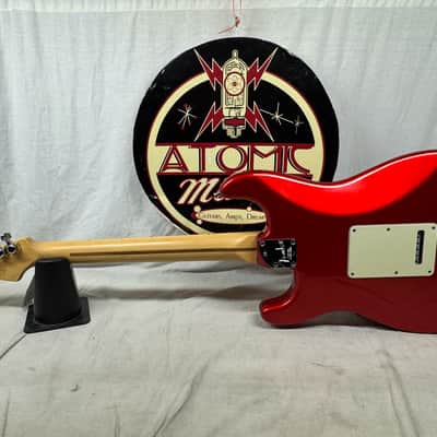 Fender American Deluxe Stratocaster Guitar with Case 2002 - Chrome Red / Maple neck image 8