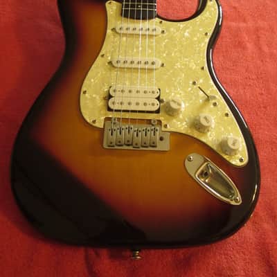 Optek Fretlight 400 Series strat-Style Electric guitar - 3 tone sunburst with cables image 16