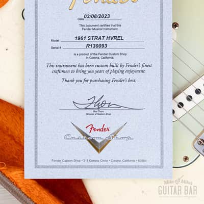 2023 Fender Custom Shop 1961 Stratocaster Heavy Relic Olympic White w/ Case, CoA image 15
