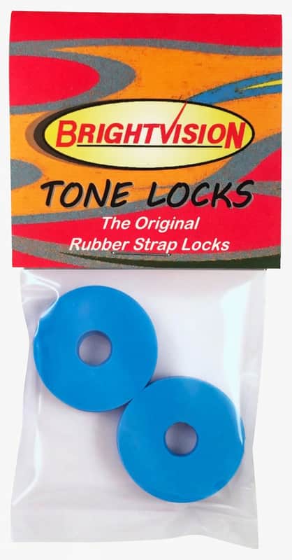 Four BLUE Rubber Guitar Strap Locks - Grolsch Style - Classic and Reliable image 1
