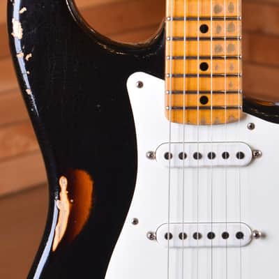 Fender Custom Shop Stratocaster 1955 Heavy Relic Aged Black over 2 Tone Sunburst 30th Anniversary #045 image 16