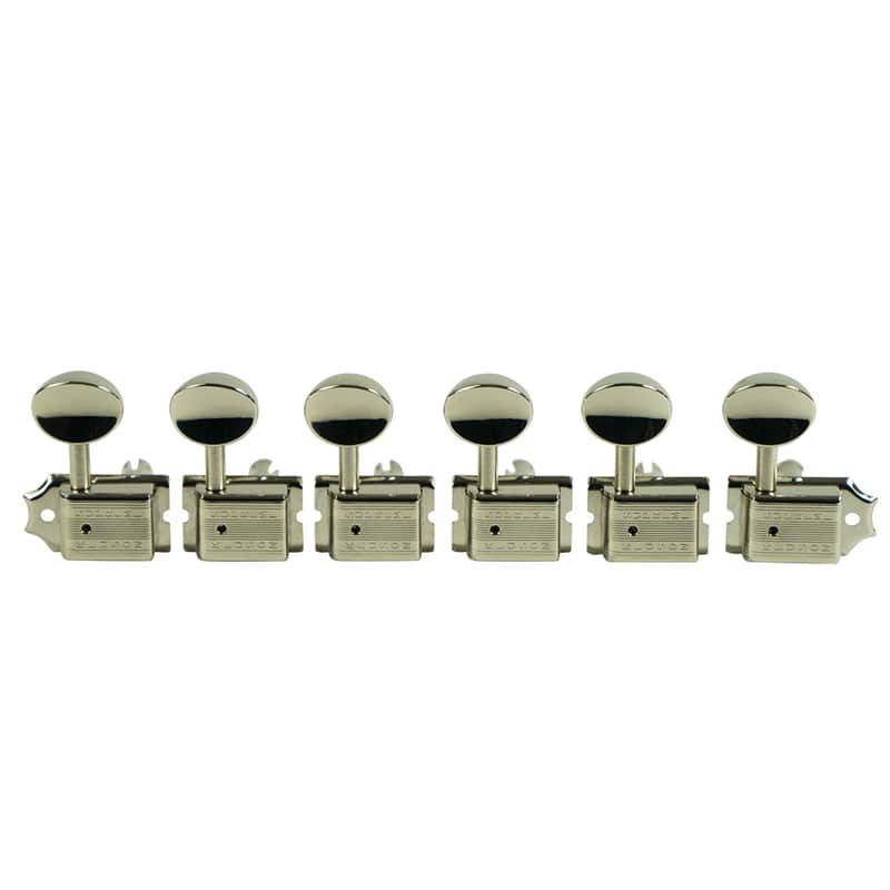 Kluson 6-In-Line Supreme Tuners, NICKEL W/ OVAL METAL BUTTONS - KTS-6B-NM image 1