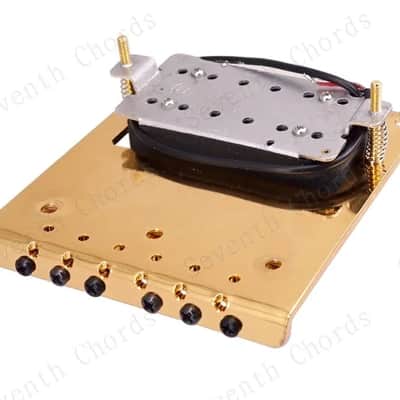 Gold Vintage Tele Style Guitar Bridge with Humbucker Pickup image 7