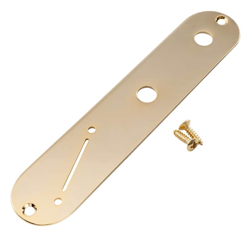 Brio 32mm Steel Control Plate – Narrow Pot Spacing & Angled Switch Slot for Telecaster® Style Guitars- Gold image 1