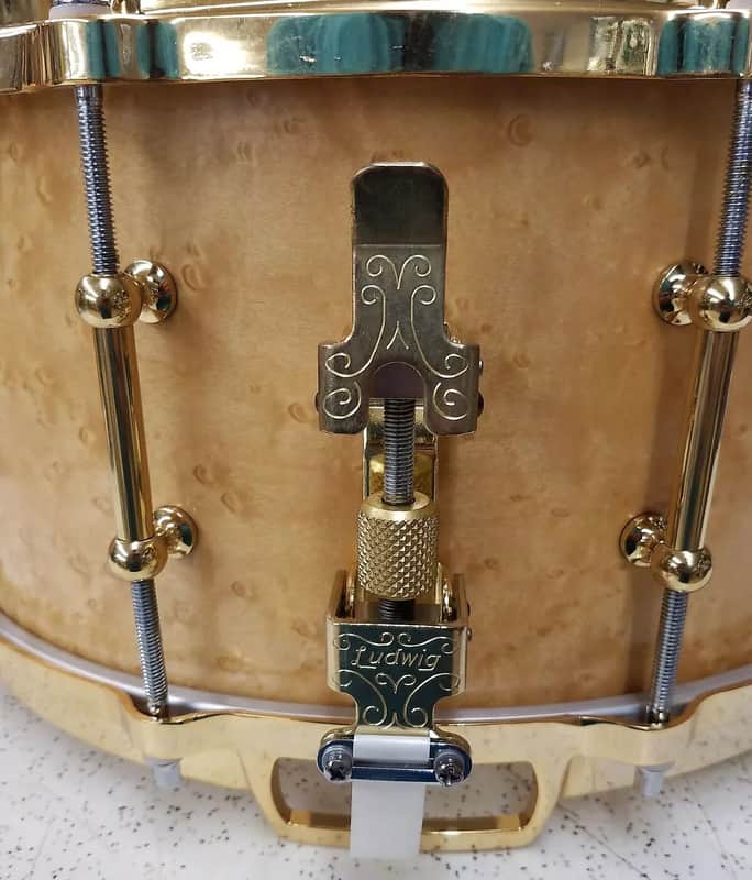 Ludwig LM2000MX6 Limited Edition Millennium 6.5x14" 10-Lug Birdseye Maple Snare Drum with Tube Lugs, Brass Hardware 2001 image 4