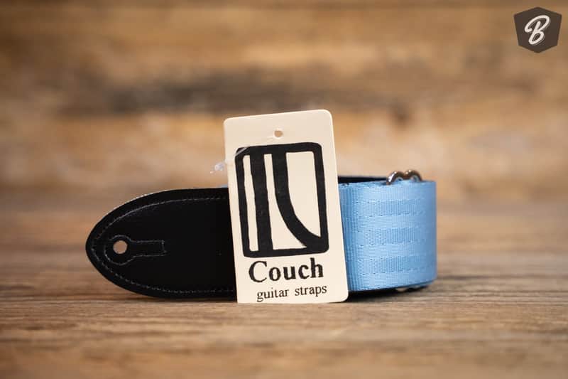 Couch Light Blue Recycled Seatbelt Guitar Strap image 1