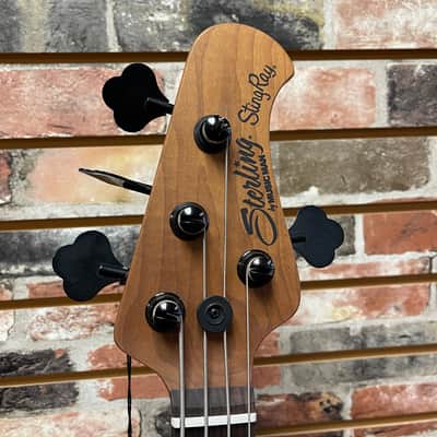 Sterling by Music Man Stingray Ray34 HH Amber Burled Poplar Top image 4