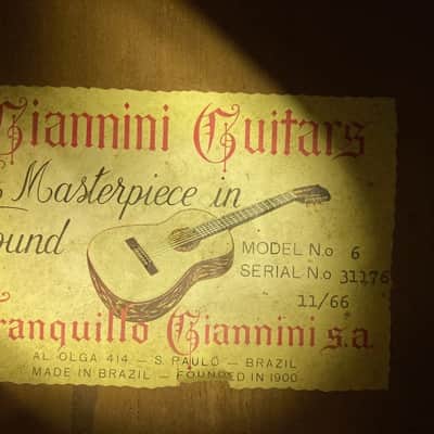 Giannini Model 6 November 1966 Brazilian Classical Guitar image 2