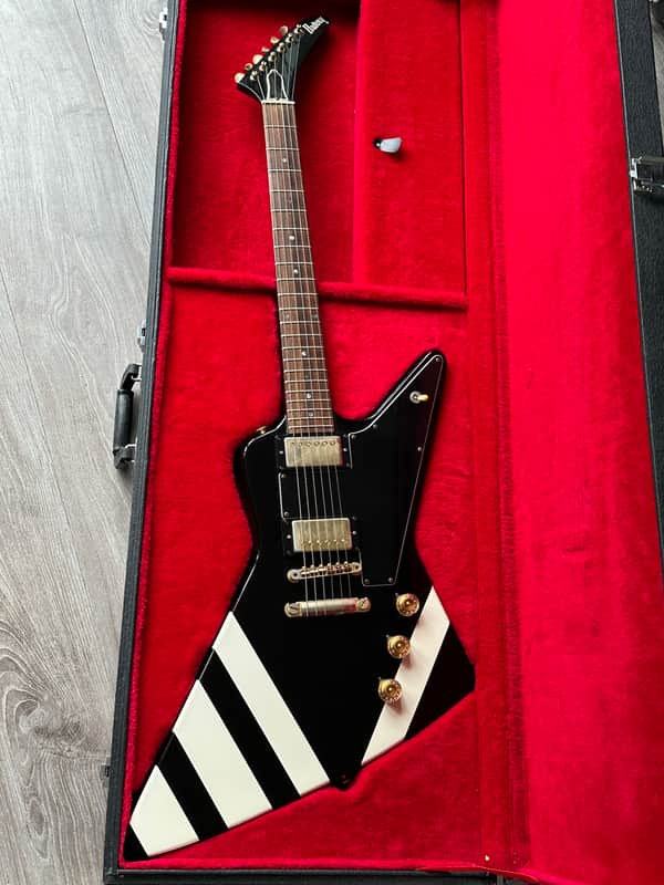 Burny Matthias Jabs Explorer Black with White Stripes | Reverb