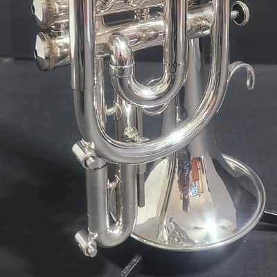 Getzen Capri 580S Cornet  ,2 Mouthpieces & soft case  .1980-1985 - Silver plated image 14