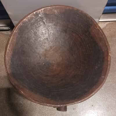 Huge vintage East/Central African wooden kettle drum and stand image 12