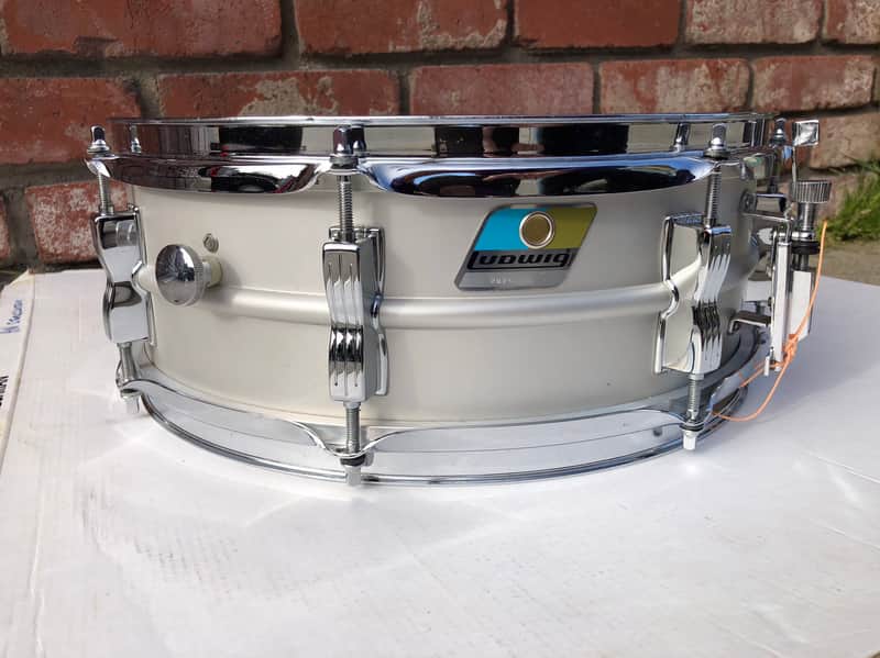 Ludwig  Acrolite Snare Drum Blue & Olive Badge 1970s - Beautiful Aluminum 14” x 5” image 1
