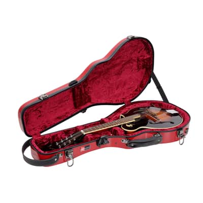Crossrock Fiberglass Mandolin Hard Case Fits Both F & A Body Mandolin with Backpack Strap, Red image 4
