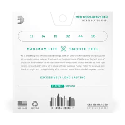 D'Addario XS 11-56 Medium Top / Extra Heavy Bottom, Nickel Electric Guitar Strings image 3
