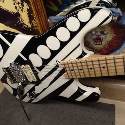 EVH Striped Series "Circles/See Ya" 2014--The OG --Titanium and Brass Hot Rodded- - Gloss Black/White image 4