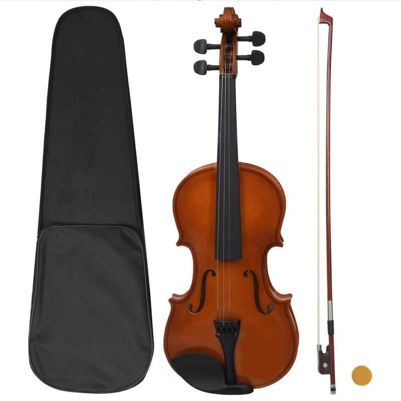 Violin Full Set with Bow and Chin Rest Dark Wood 4/4-Brown image 1