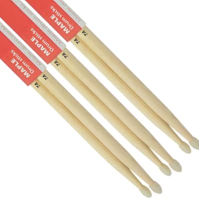 Chord Maple Drumsticks 7A Nylon Tip Bundle 3 Pairs image 3