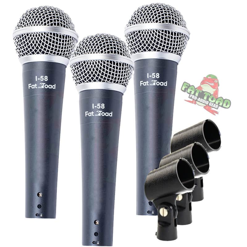 Fat Toad Vocal Handheld Microphones & Clips (3 Pack) - Professional Cardioid Dynamic, Unidirectional Mic Singing - Microphone Designed for Music Stage Performances & Studio Recording or PA DJ Karaoke image 1