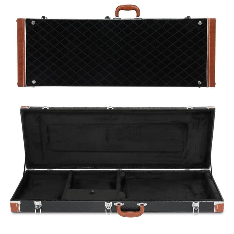 Ktaxon Stratocaster, Telecaster ,SG guitar, Universal electric case 2025 - Flat Black, With Brown image 1