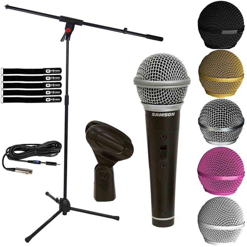 Handheld Dynamic Karaoke Computer Microphone Vocal DJ PA Mic w Stand & Cables image 1