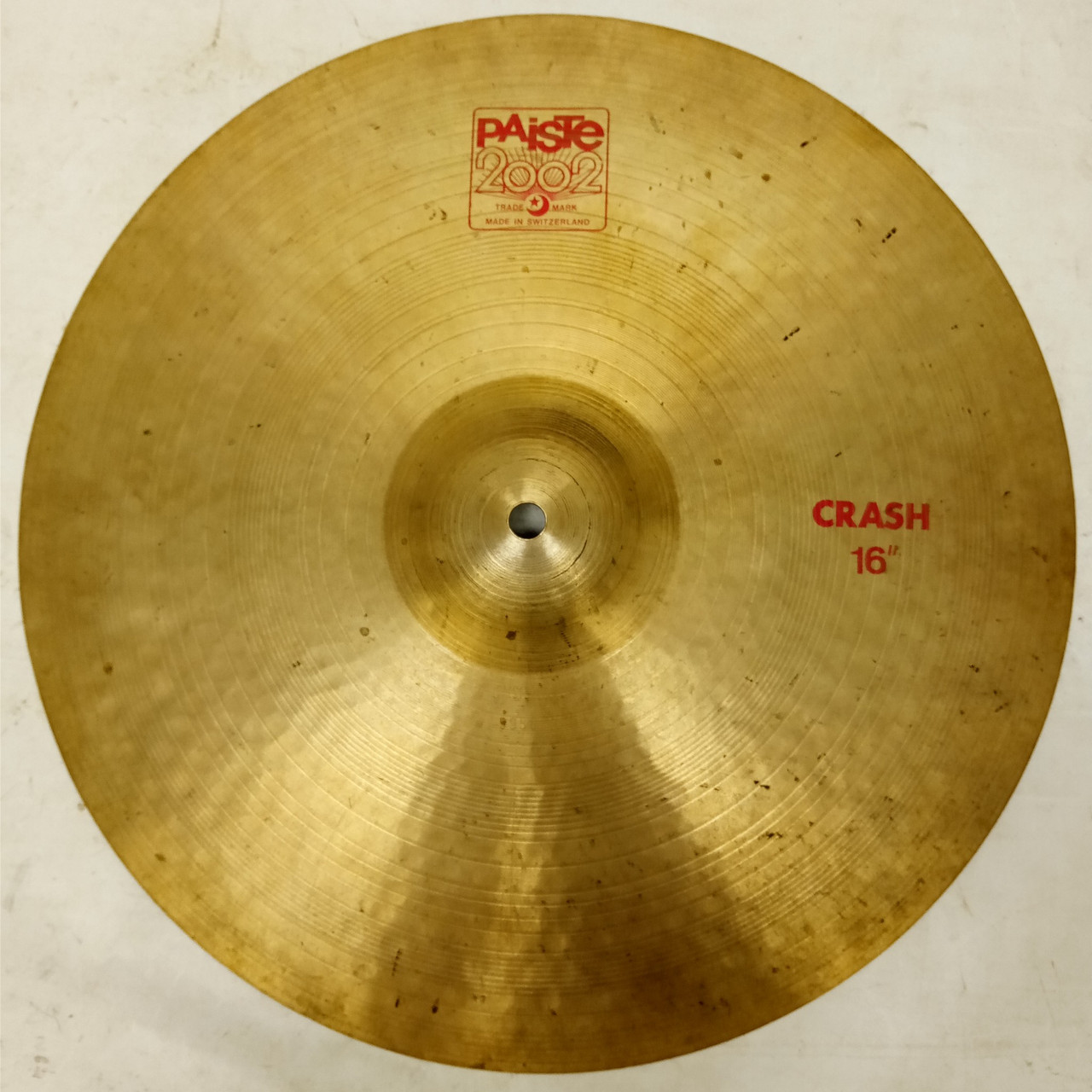 Paiste 2002 16" 1145g Crash Cymbal Vintage 80s Red Label Switzerland CuSN8 Swiss — main photograph