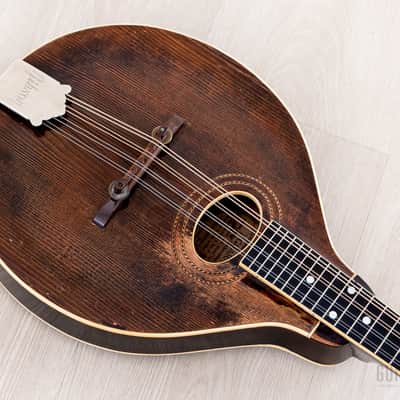 1919 Gibson Style A-2 Vintage A-Style Carved Top Mandolin Sheraton Brown w/ Faultless Case image 11