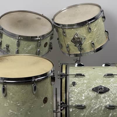 Gretsch 20/13/16/6.5x14" 1951 Round Badge 3-Ply Drum Set - White Marine Pearl image 5