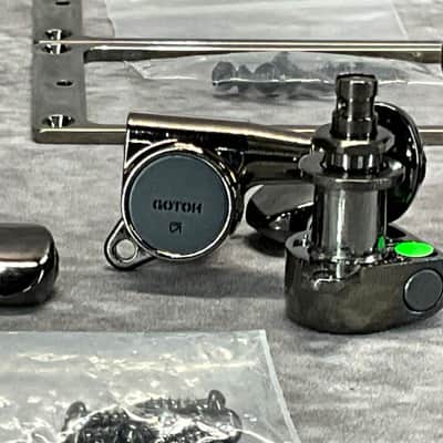 Gotoh Hardware Set w/ Tuners, Bridge, Pickup Rings, Knobs, Strap Buttons, Neck Plate, and Ferrules - Cosmo Black image 3
