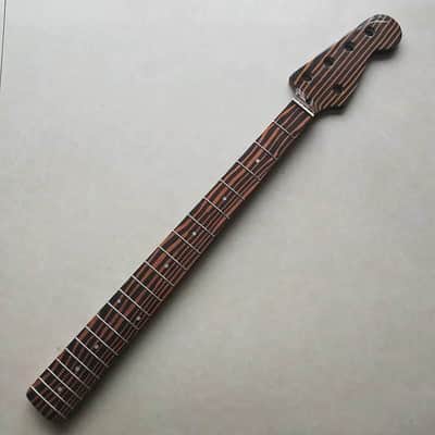 Zebra Wood 5 String Jazz Bass Style Neck, 20 Frets Fingerboard Fretboard image 3