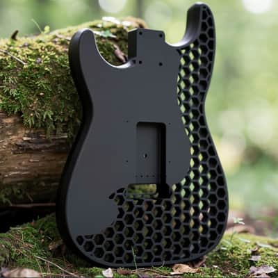 JGV3D | 3D Printed S-Style Guitar Body | One-Piece PLA+ | Fully Routed SSH | Right Handed | Black | Hexagon image 2