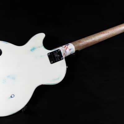 Custom Painted and Upgraded Epiphone Les Paul JR, Aged and Worn With Graphics and Matching Headstock image 18