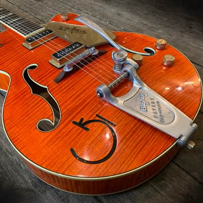 2017 Gretsch USA Custom Shop G6120WCST in Orange with orig. hard shell case and case candy image 9
