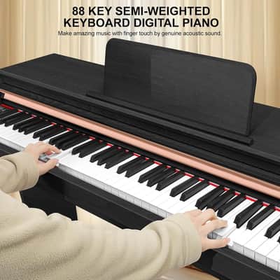 88 Key Semi-Weighted Keyboard Piano - Full Size Upright Piano Keyboard for Beginners - Electric Piano with Triple Pedal Supports USB-MIDI (Black) image 3