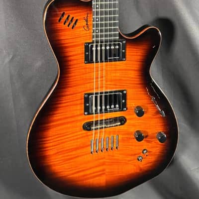 Godin LGX-SA with AA Flame Maple Top 2010s - Cognac Burst image 6