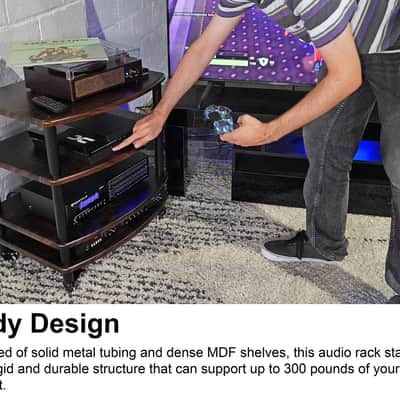 Pair Rockville RockShelf 58D Dark Wood 5.25" Bookshelf Speakers+28" Stands+Rack image 6