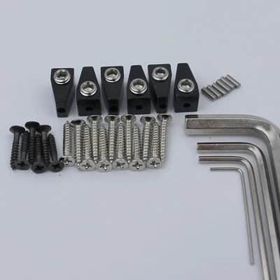 Black 6 String Headless Fanned Fret Guitar Brass Fixed Bridge Set image 4